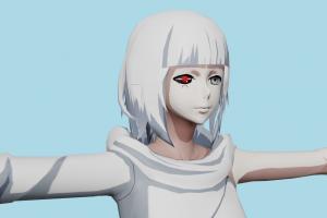 Nashiro Yasuhisa Tokyo-Ghoul, woman, girl, female, people, human, xna, characters, rigged